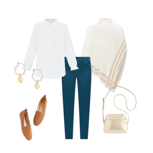 NWT ✨ Talbots Border Stripe Asymmetrical Poncho - Picture 4 of 4